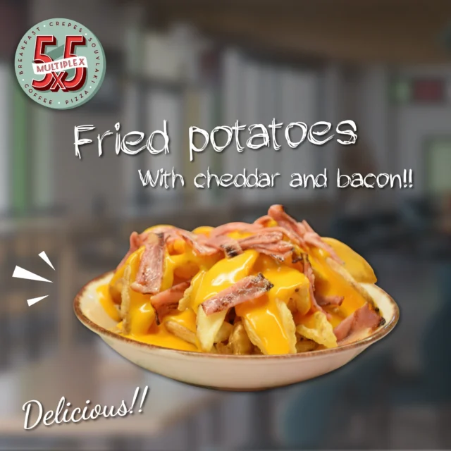 One unforgettable flavor is the crispy, cheesy goodness of fried potatoes topped with smoky bacon!!🤤❤
.
.
#5x5multiplex #lunch #5x5mykonos #mykonosgreece #mykonosfood #mykonossouvlaki #burger